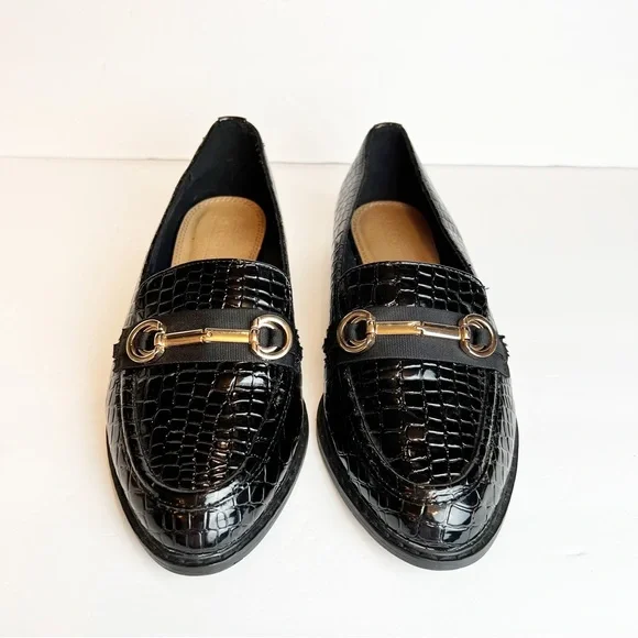 ASOS Vegan Mock Croc Gold Hardware Slip On Oxford Loafers Women’s UK 5 / US 7.5 - Picture 2 of 16